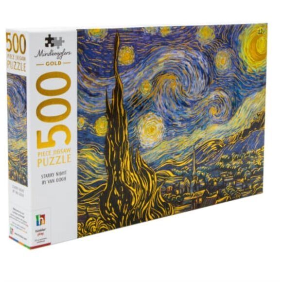 🆕🌠Mindbogglers Gold 500-Piece Jigsaw Puzzle: Starry Night by Van Gogh - Picture 3 of 5